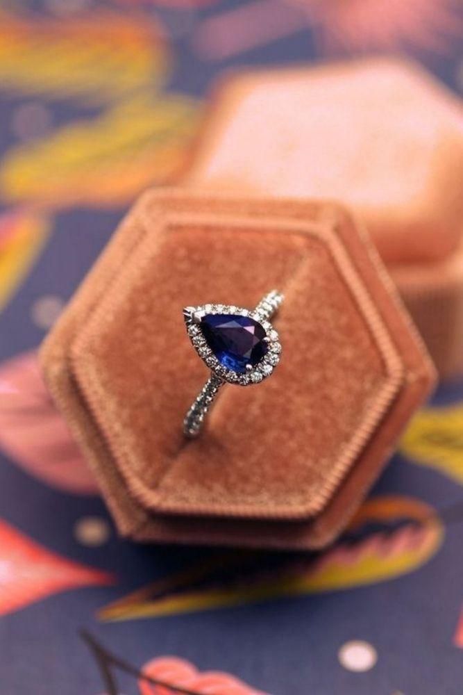 sapphire engagement rings in diamond halo
