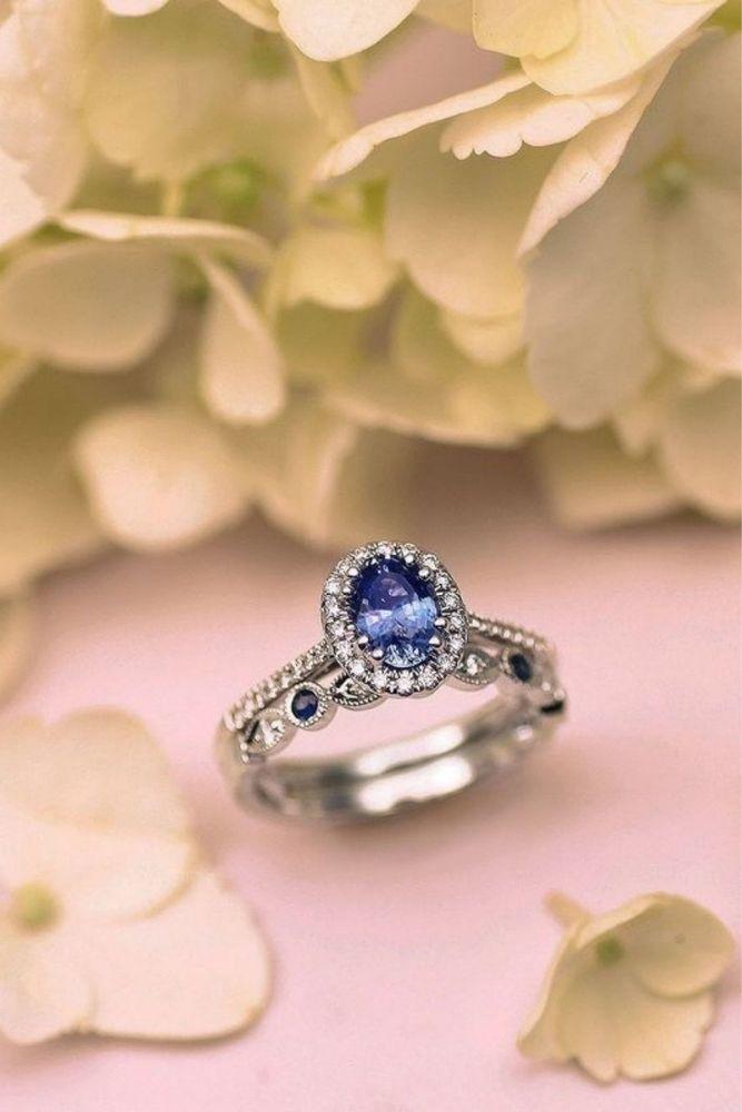 sapphire engagement rings in diamond halo1