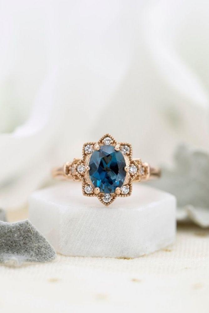 sapphire engagement rings with floral elements