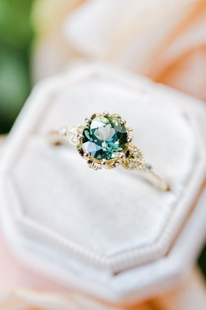 sapphire engagement rings with floral elements
