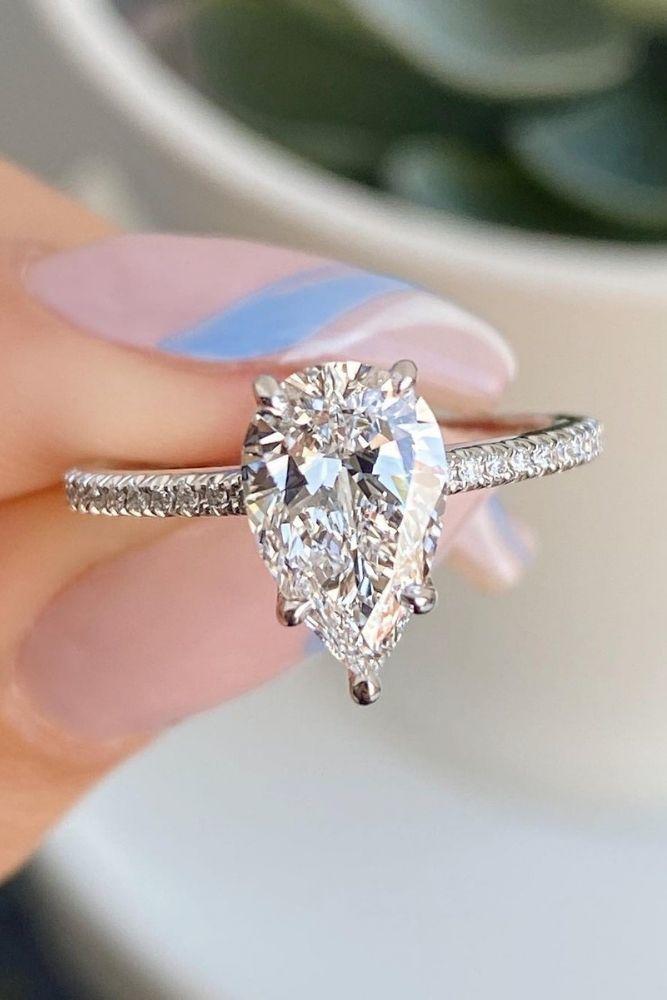 solitaire engagement rings simple pear shaped marquise cut rings