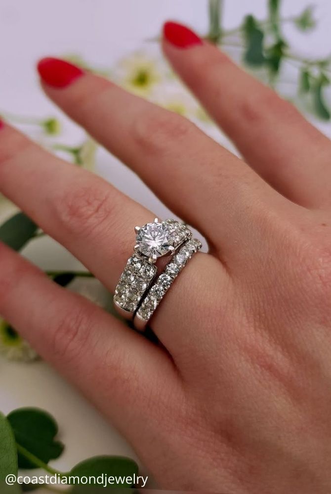 unique engagement rings combined double stunning engagement rings encrusted with stones white gold coastdiamondjewelry