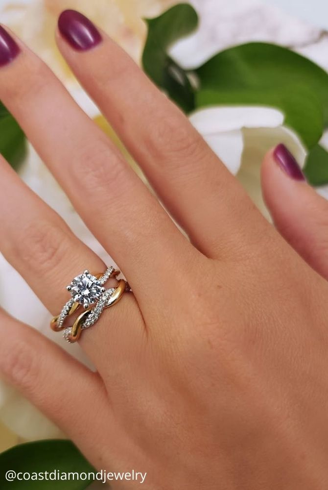 unique engagement rings combined double stunning engagement rings with studded stones coastdiamondjewelry