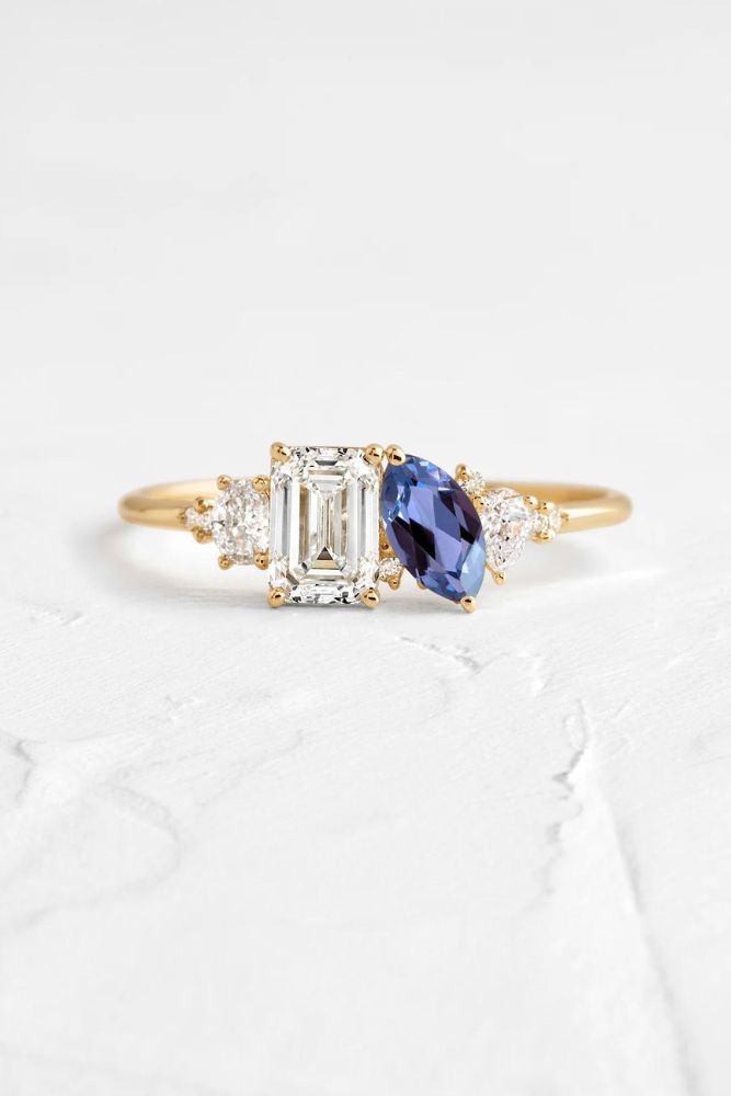 unique engagement rings emerald cut rings