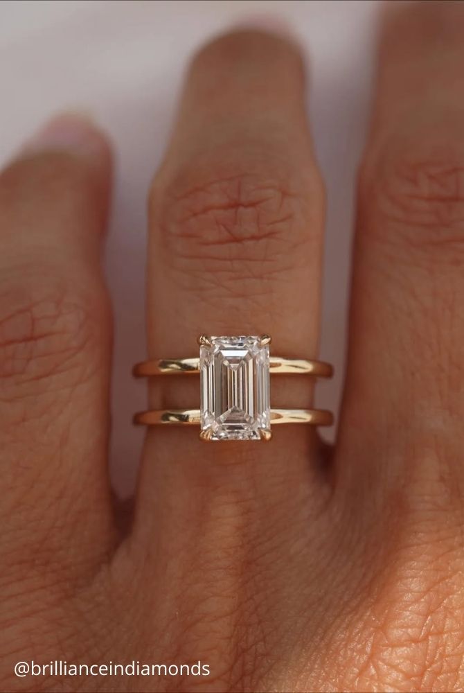 unique engagement rings emerald diamond twin band ring brillianceindiamonds