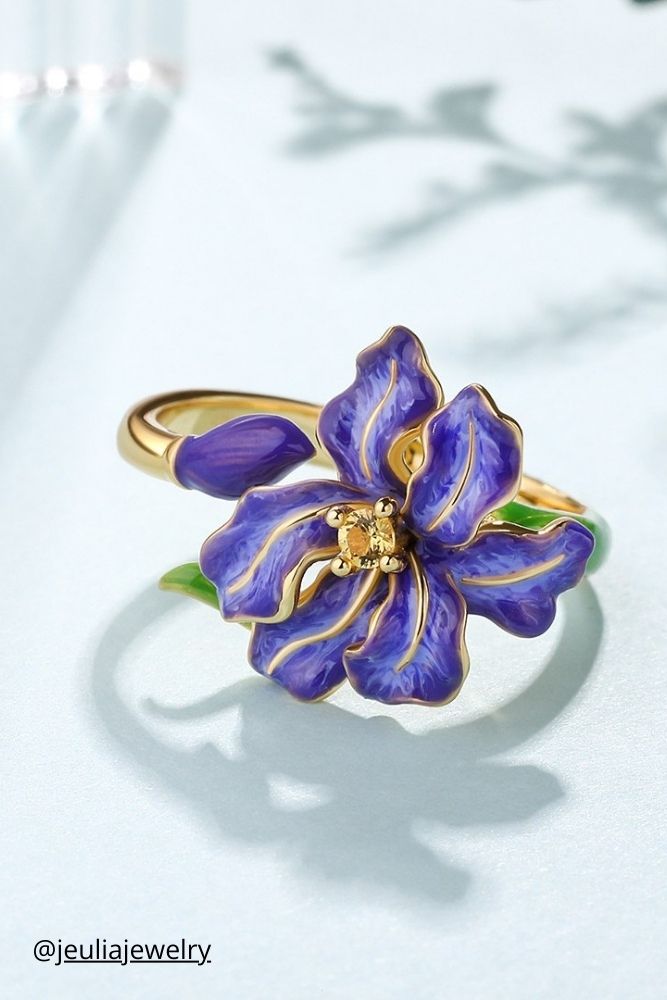 unique engagement rings flower shaped ring jeuliajewelry