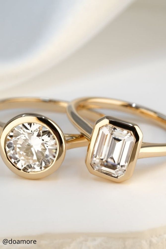 unique engagement rings impressive unusual shape stone yellow gold doamore