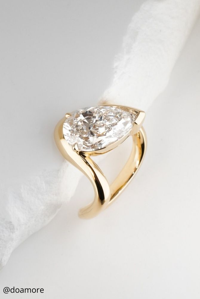 unique engagement rings impressive unusual shape yellow gold doamore