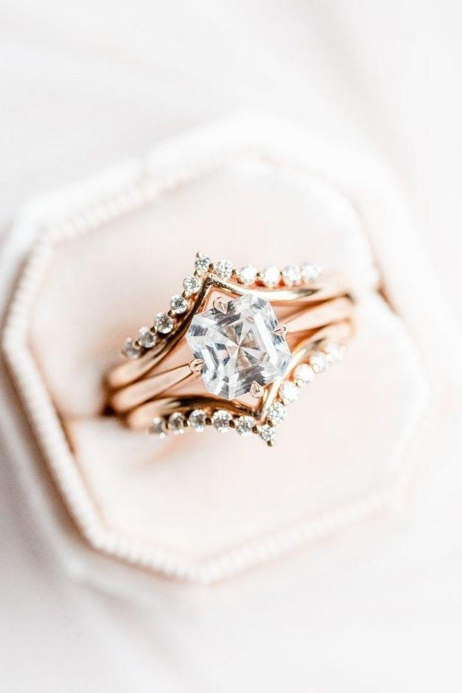unique engagement rings moissanite rings in rose gold1