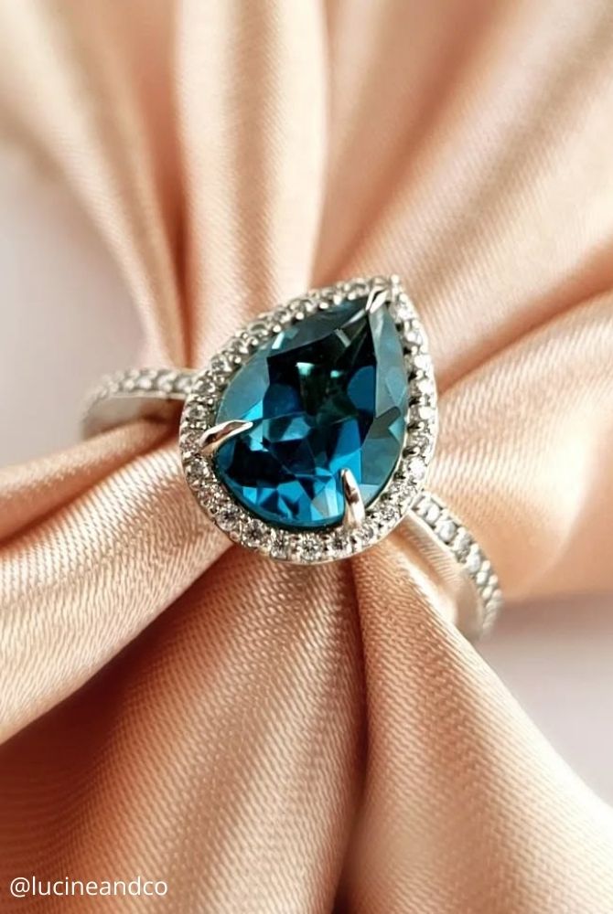 unique engagement rings unique emerald in the shape of a pear lucineandco