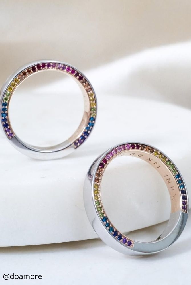 unique engagement rings white gold ring unusual element stones multicolored doamore