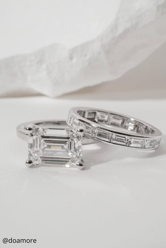 unique engagement rings white gold two rings stones square track doamore