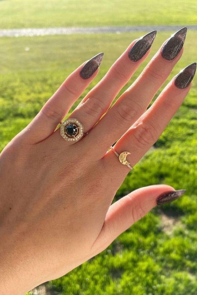 black diamond engagement rings halo rings