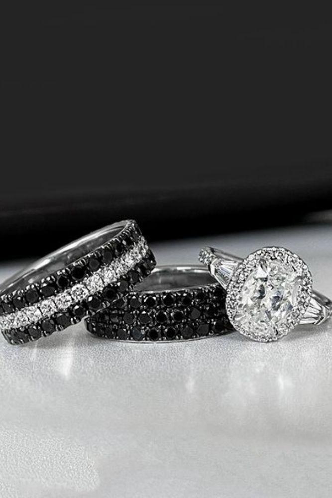 diamond wedding rings diamond halo in white gold sets2
