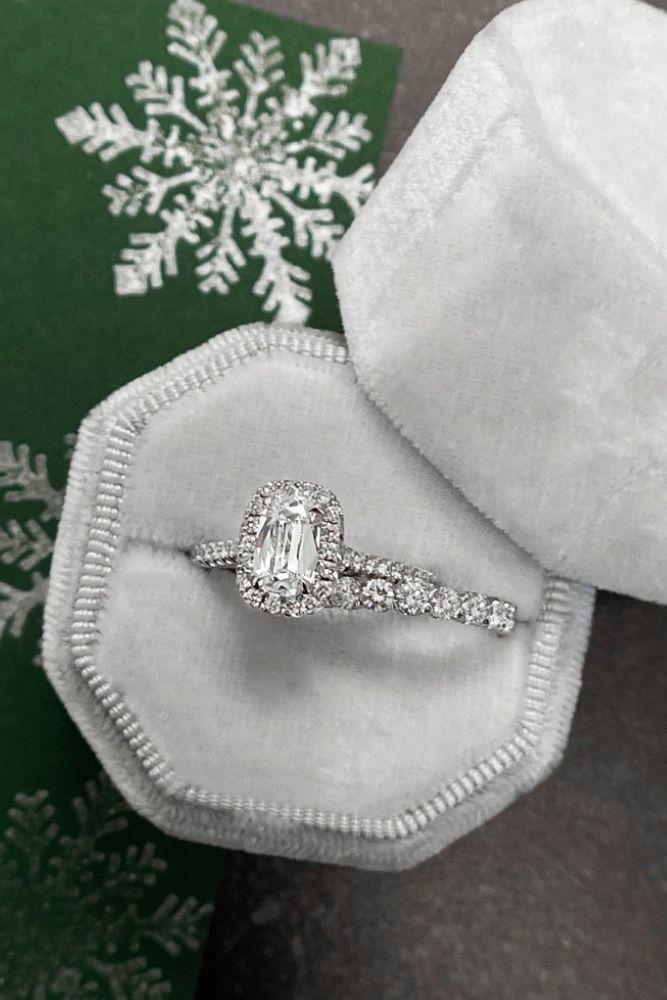 diamond wedding rings diamond halo in white gold sets1
