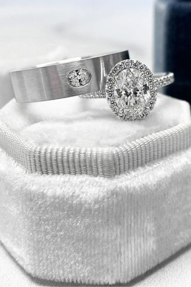 diamond wedding rings halo in white gold