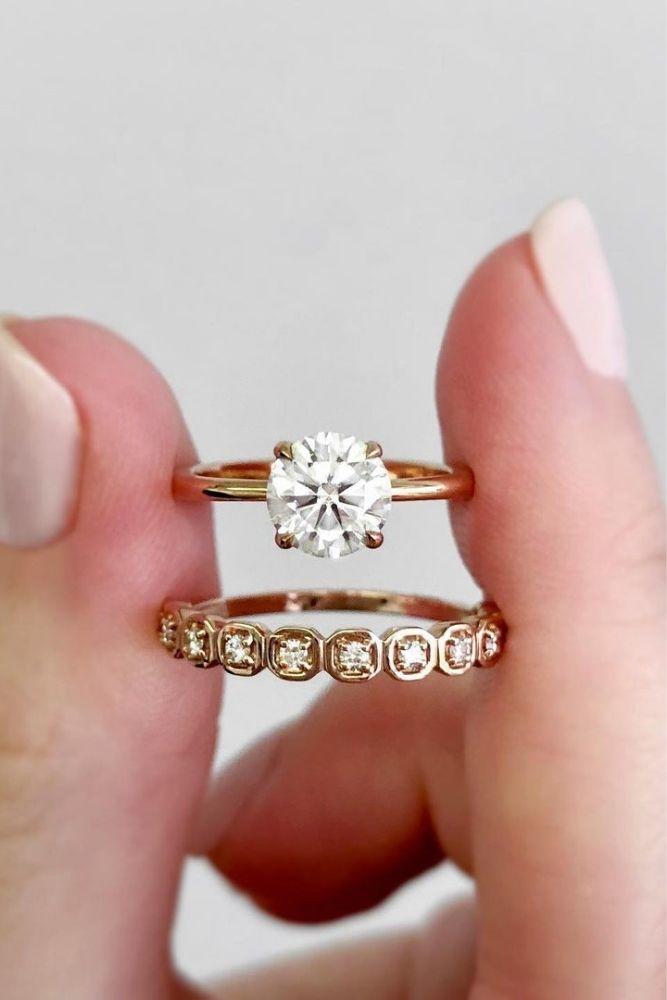 diamond wedding rings rose gold diamond sets