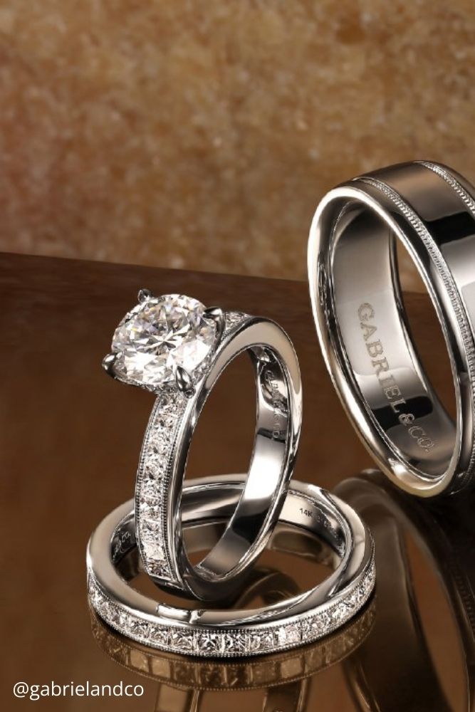diamond wedding rings three gold rings with diamonds for brides gabrielandco