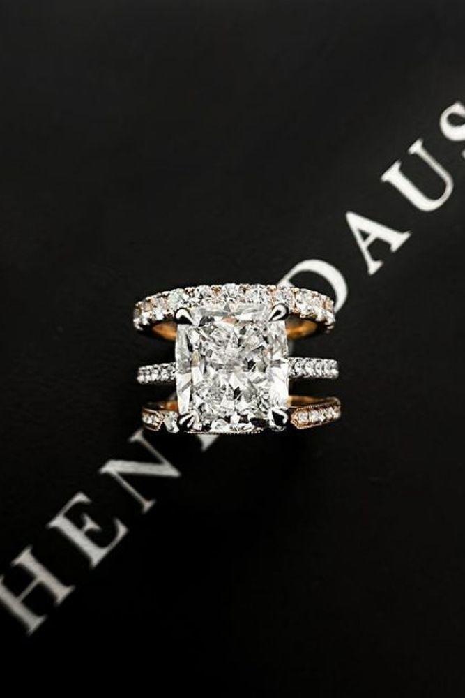 diamond wedding rings with emerald cut center stone1
