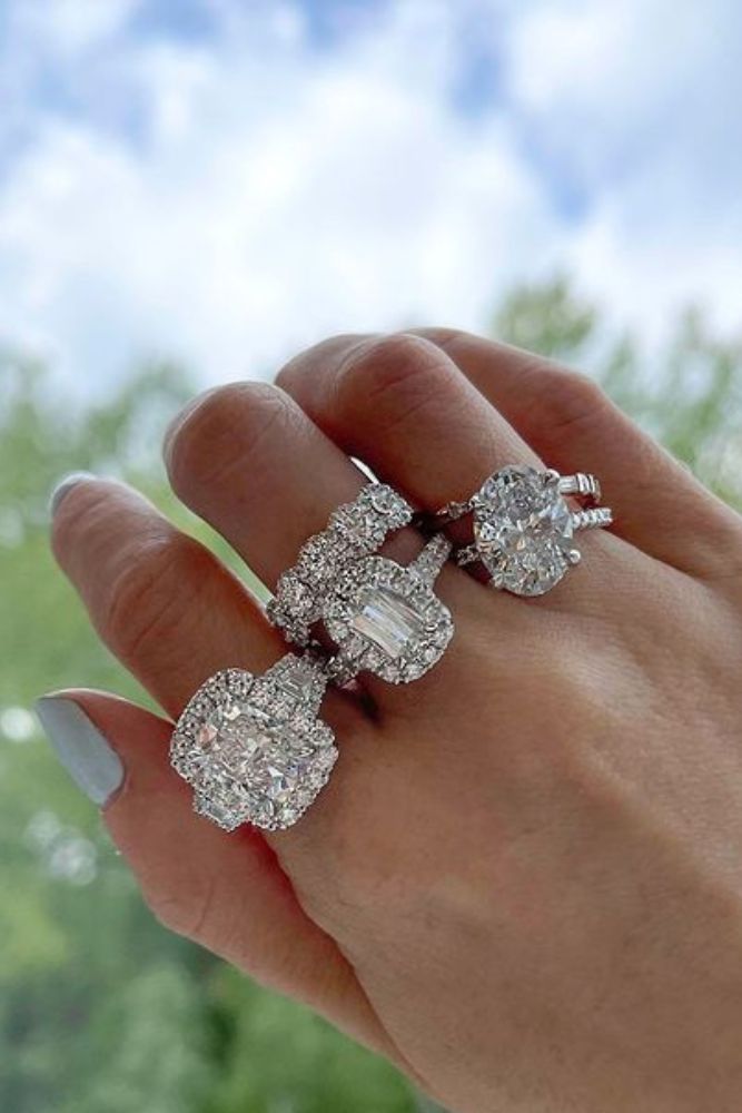 diamond wedding rings with emerald rings