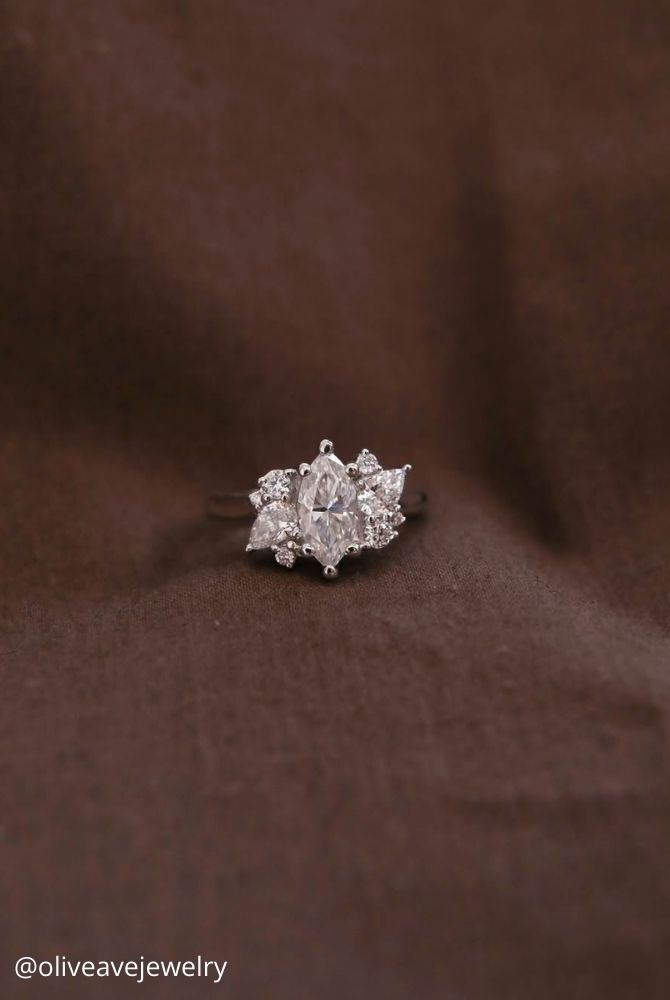marquise diamond marquise cut diamond vintage white gold ring with diamonds around oliveavejewelry