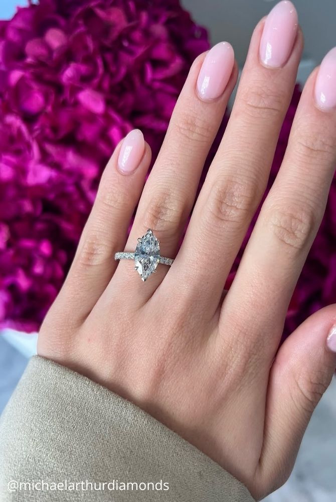 marquise diamond marquise cut ring pave band in white gold michaelarthurdiamonds