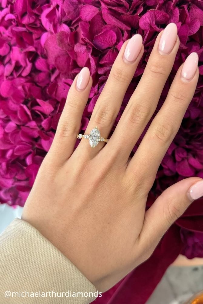 marquise diamond marquise cut ring pave band in yellow gold michaelarthurdiamonds