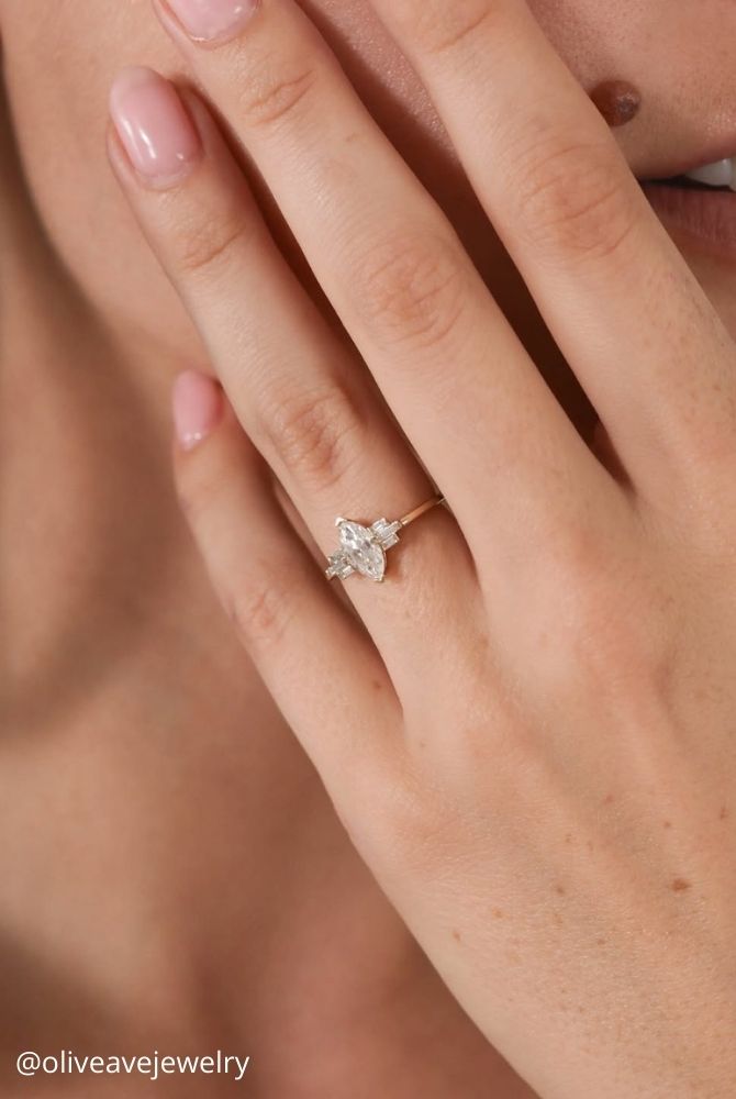 marquise diamond three stone marquise cut diamond ring in yellow gold oliveavejewelry