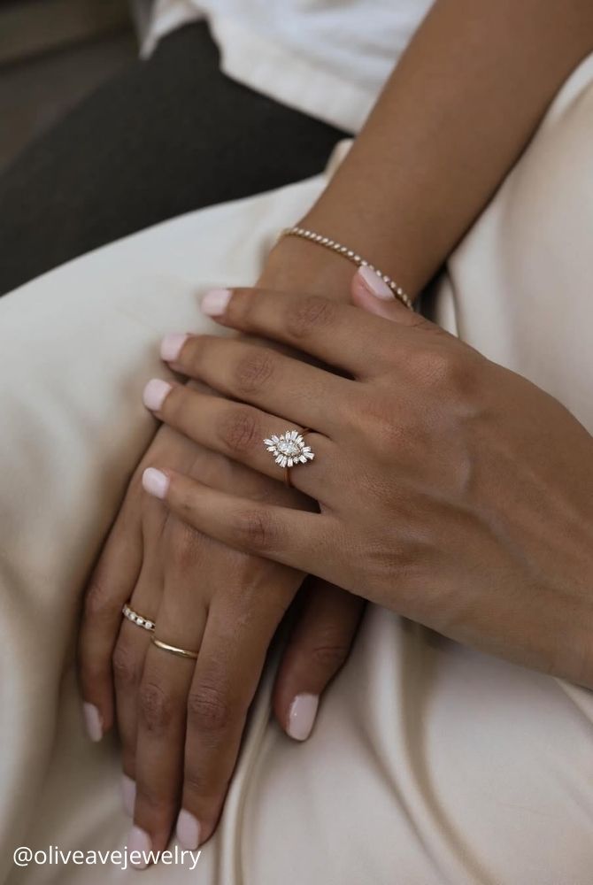 marquise diamond vintage marquise center stone with a baguette halo oliveavejewelry