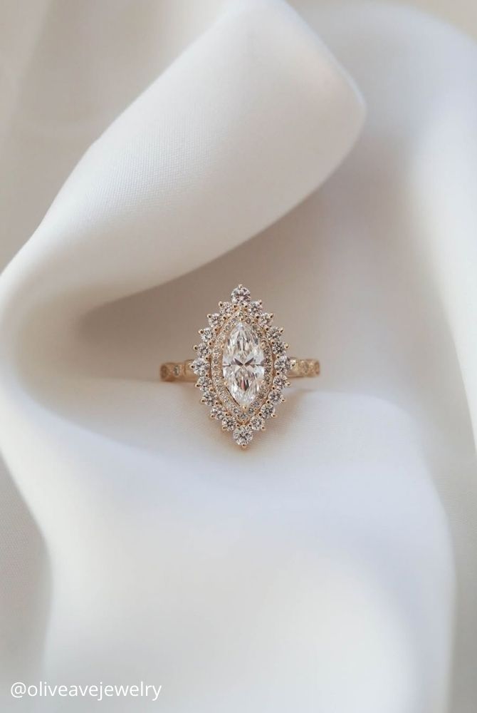 marquise diamond vintage marquise cut diamond halo ring oliveavejewelry