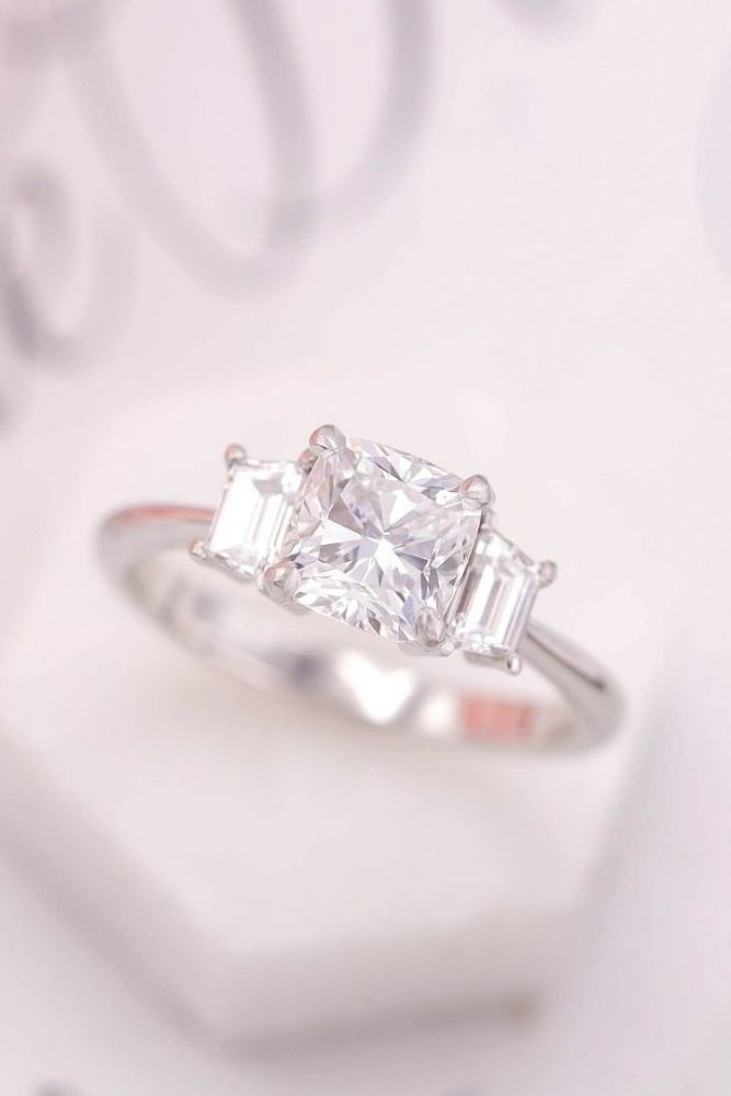 solitaire engagement rings cushion cut rings