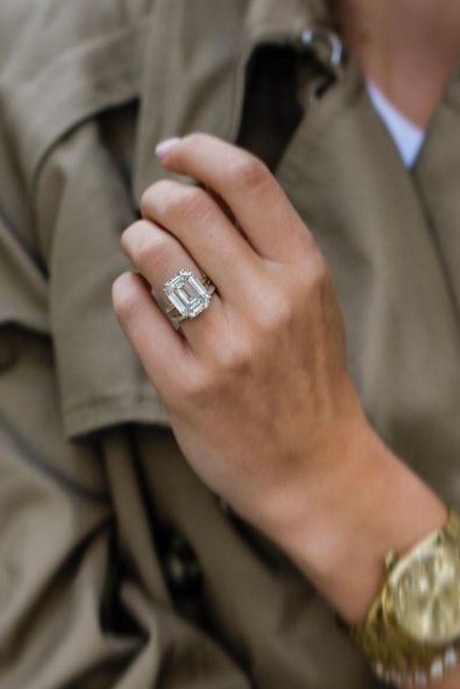 solitaire engagement rings emerald cut diamond rings1