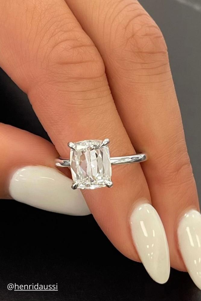 solitaire engagement rings rectangular diamond ring henridaussi