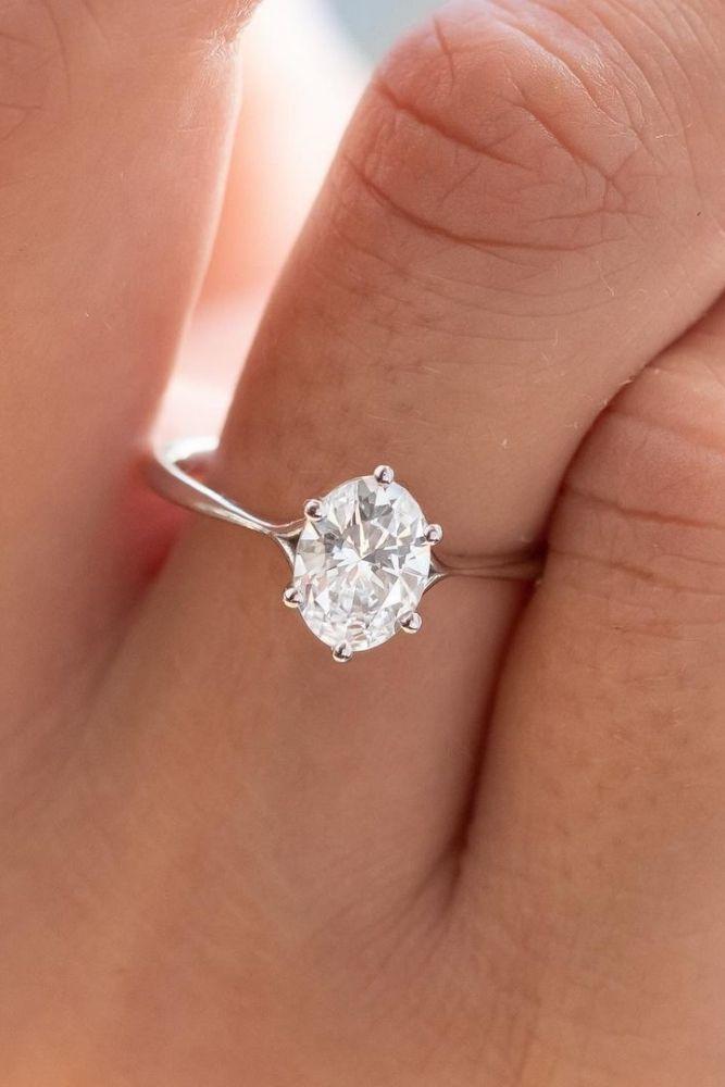 solitaire engagement rings simple with oval center stone