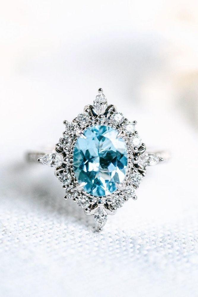 vintage engagement rings aquamarine rings1