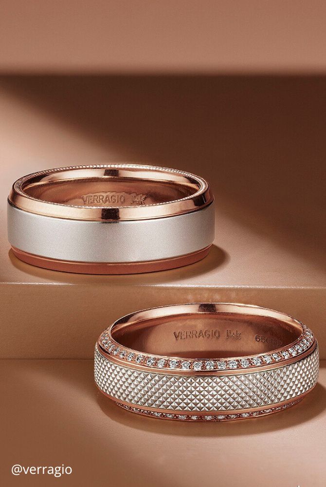 vintage engagement rings in rose gold two rings special with decoration verragio