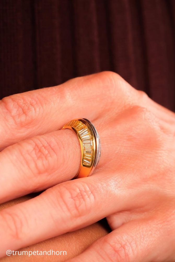 vintage engagement rings in yellow and white gold unusual vintage shapes two piece rings trumpetandhorn