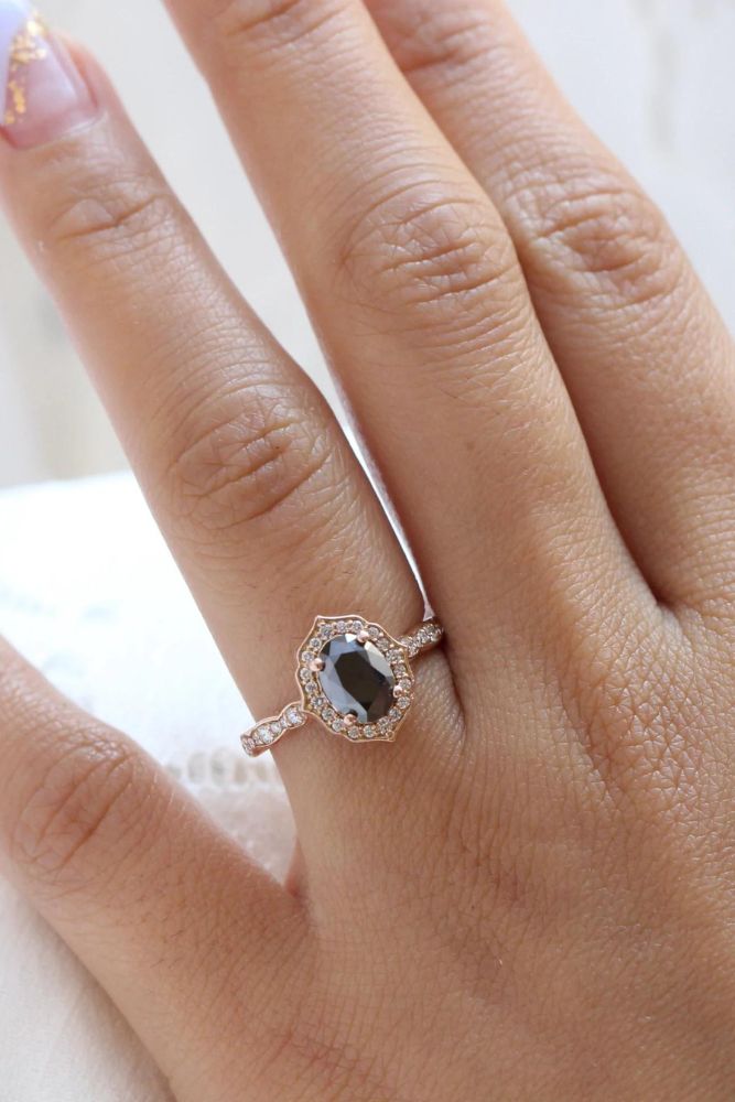 vintage engagement rings with black diamonds