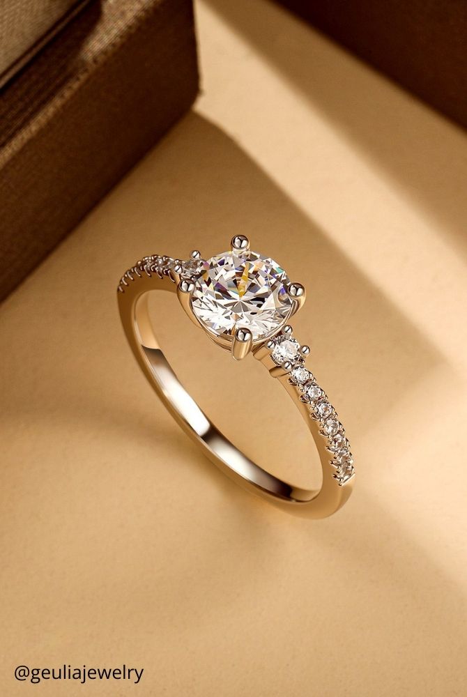 diamond engagement rings radiant stone white gold one center stone with pavement decoration geuliajewelry