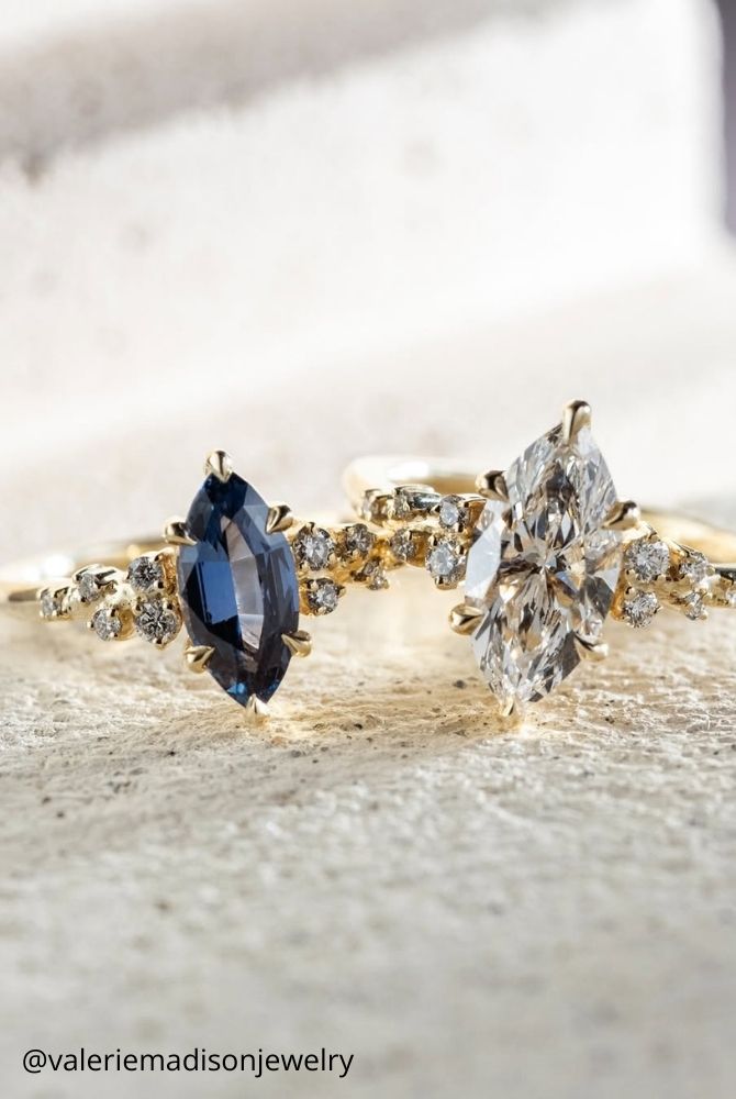 diamond engagement rings radiant stone yellow gold two marquise stone rings valeriemadisonjewelry