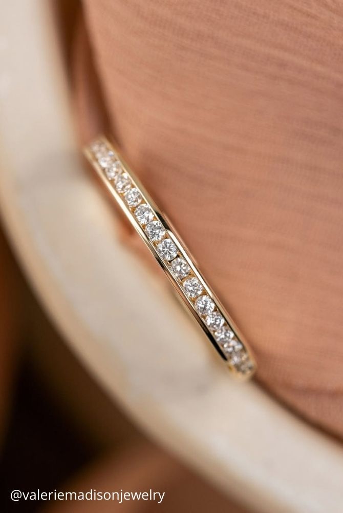 diamond engagement rings shining stone yellow gold pave stone path delicate engagement valeriemadisonjewelry