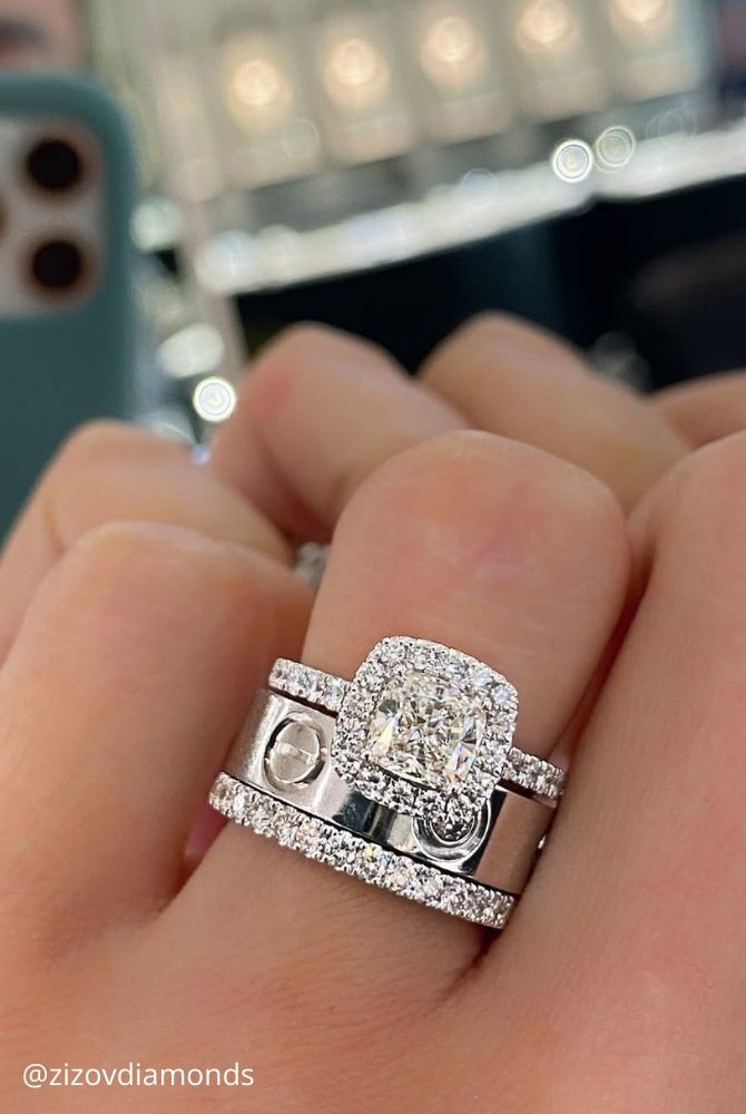 diamond engagement rings shining stones white gold shining studded stones princess cut zizovdiamonds