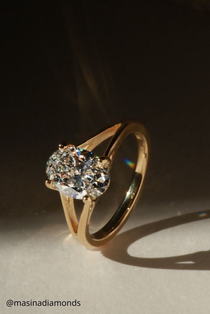 diamond engagement rings shining stones yellow gold gentle minimalist design masinadiamonds