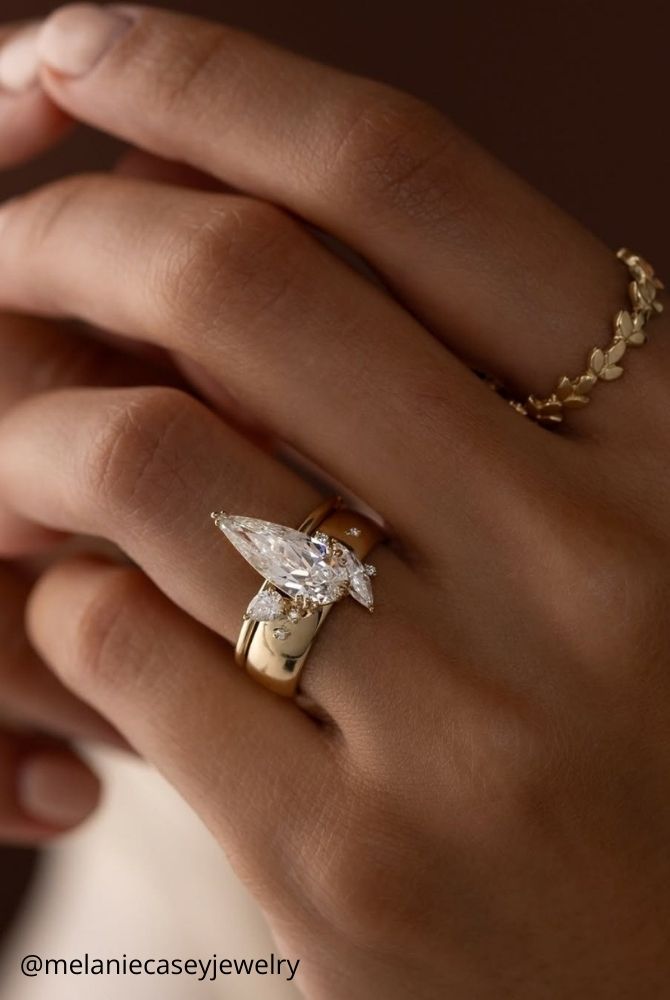 diamond engagement rings shining stones yellow gold unique design melaniecaseyjewelry