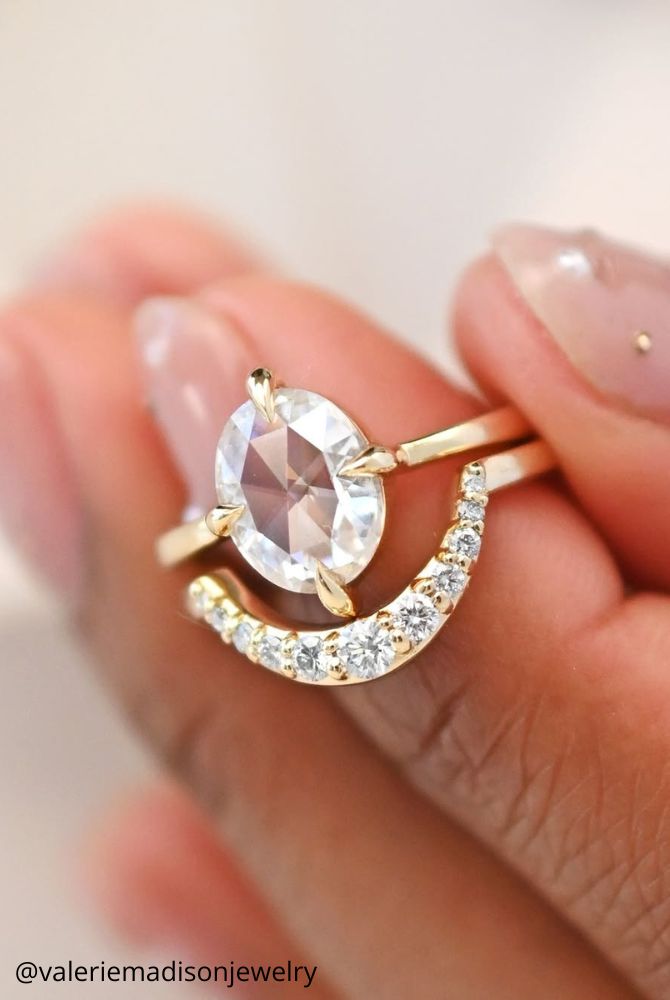 oval engagement rings gold engagement ring simple oval stones and pave element valeriemadisonjewelry