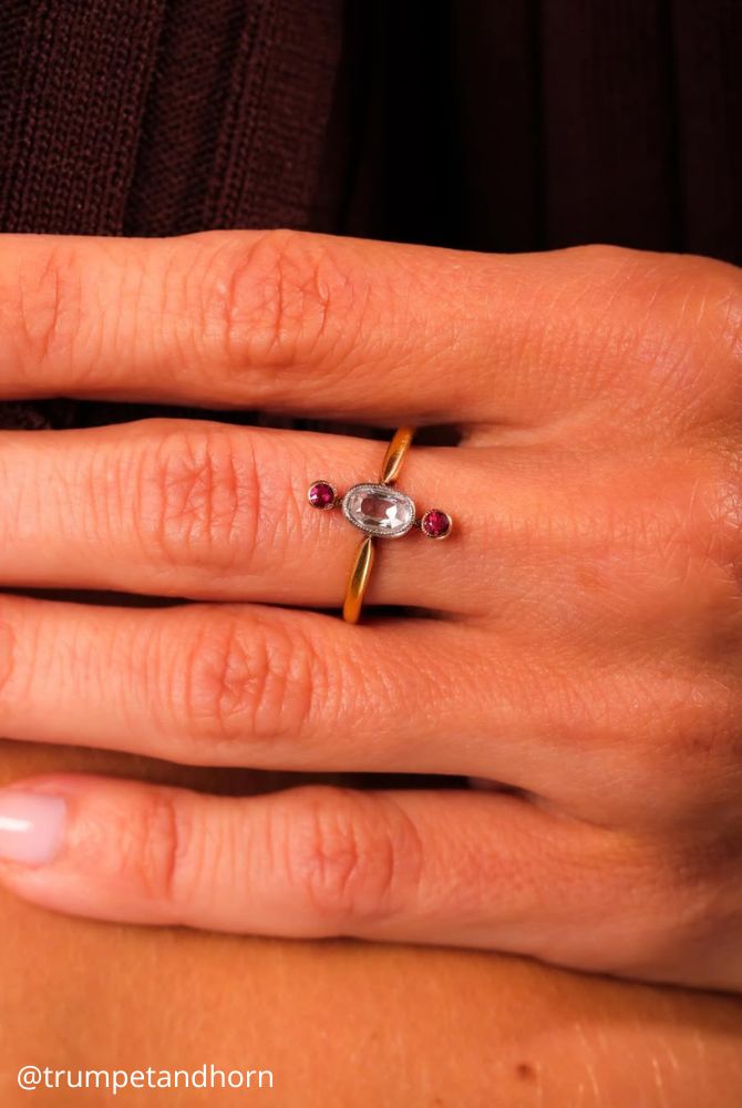 oval engagement rings gold engagement ring vintage unique decoration with oval stones and red stones trumpetandhorn