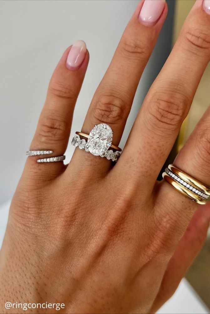 oval engagement rings gold engagement ring with shining stones ring set with rings stones track ringconcierge