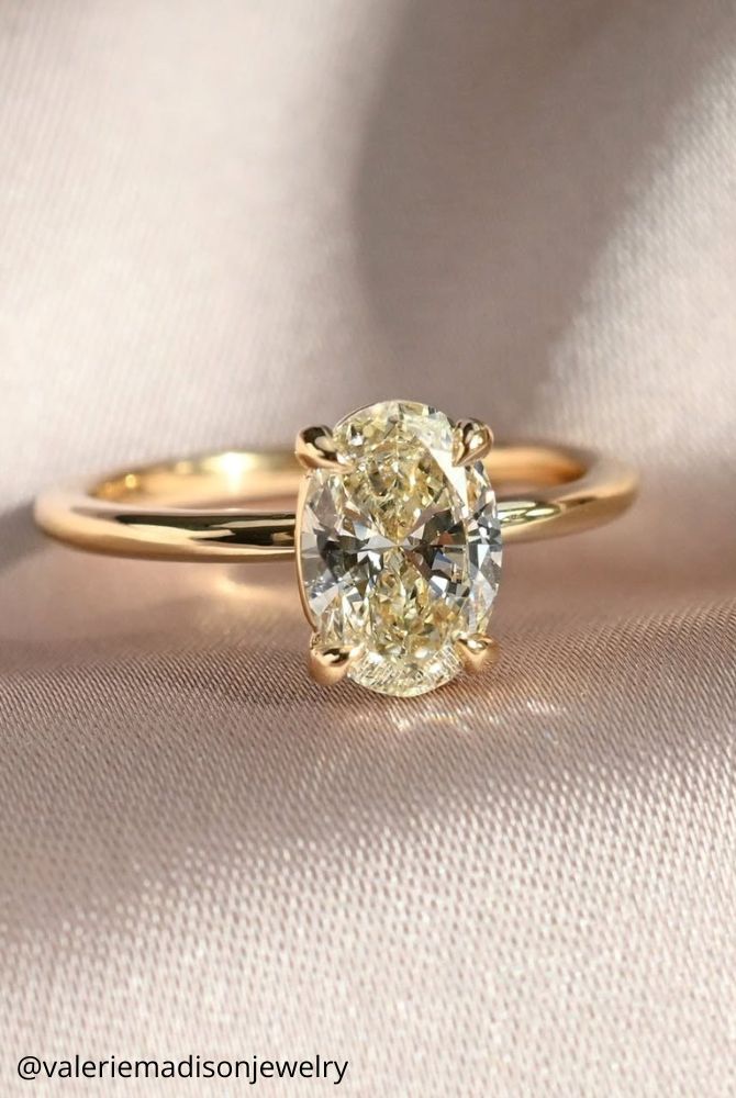 oval engagement rings golden engagement ring simple oval stone yellow color valeriemadisonjewelry