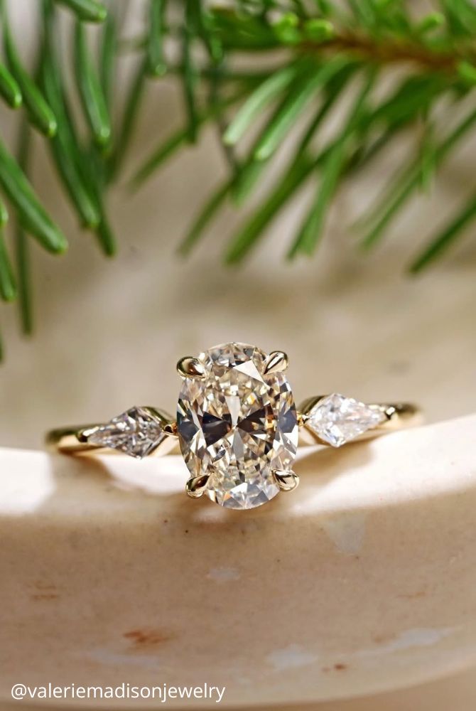 oval engagement rings yellow gold engagement ring with three stones radiant large stone valeriemadisonjewelry