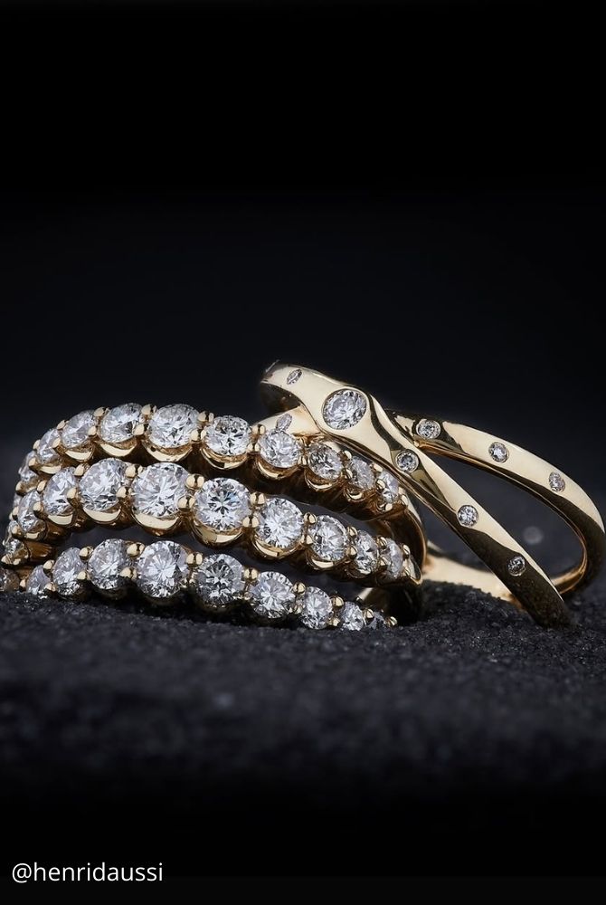 diamond wedding rings eternal yellow gold set henridaussi